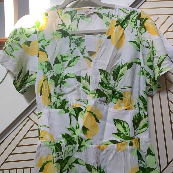 Loft Lemon Flutter V-Neck Pocket Dress NWT - Picture 7 of 8
